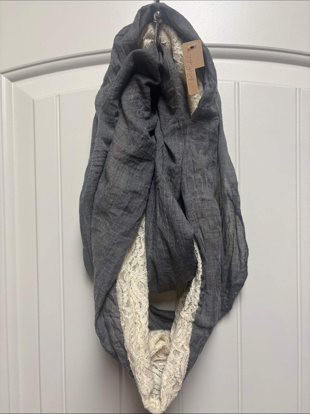 Gray and Cream Boutique Infinity Scarf